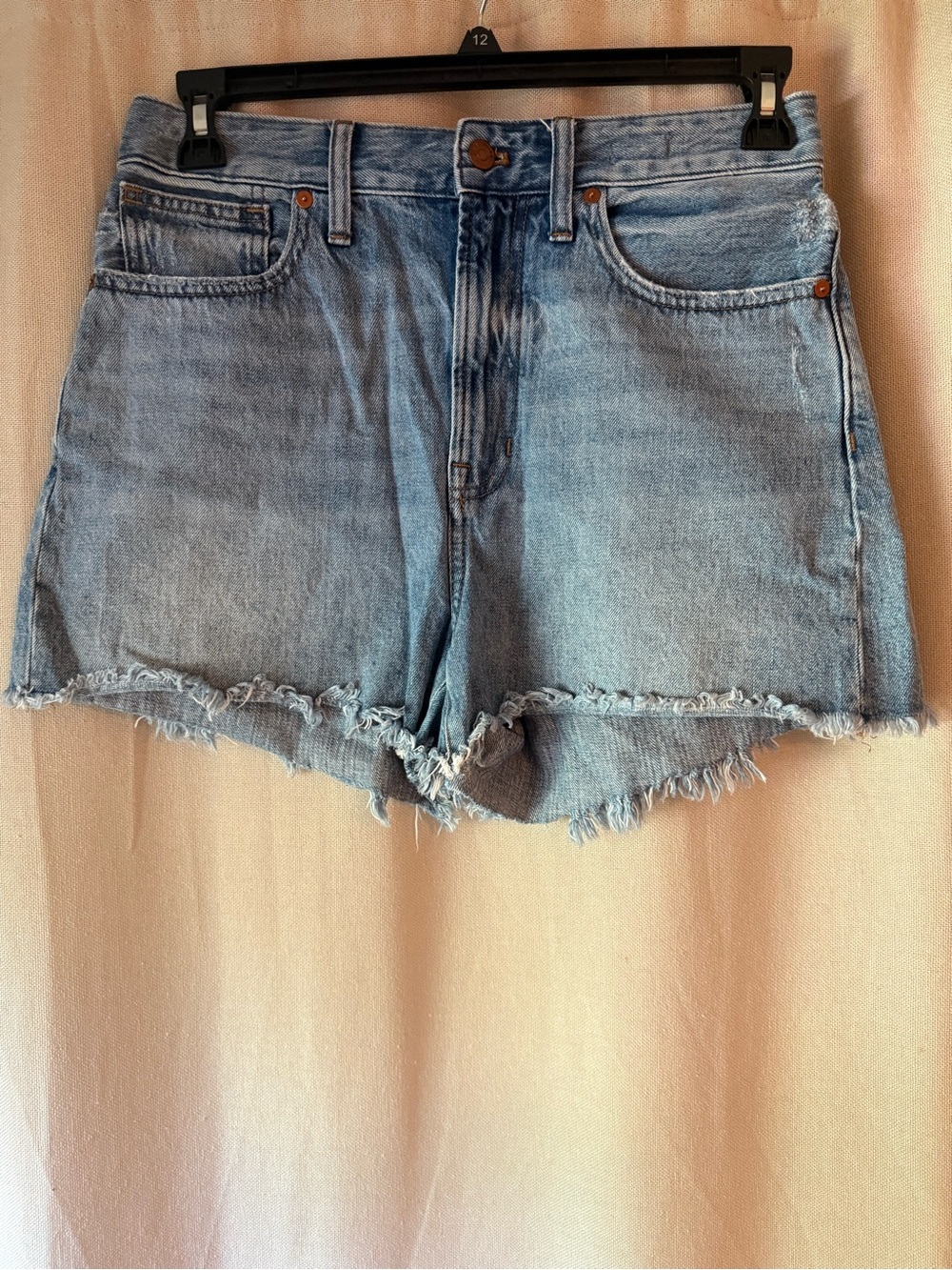 Madewell Light Blue High-Rise Frayed Denim Shorts